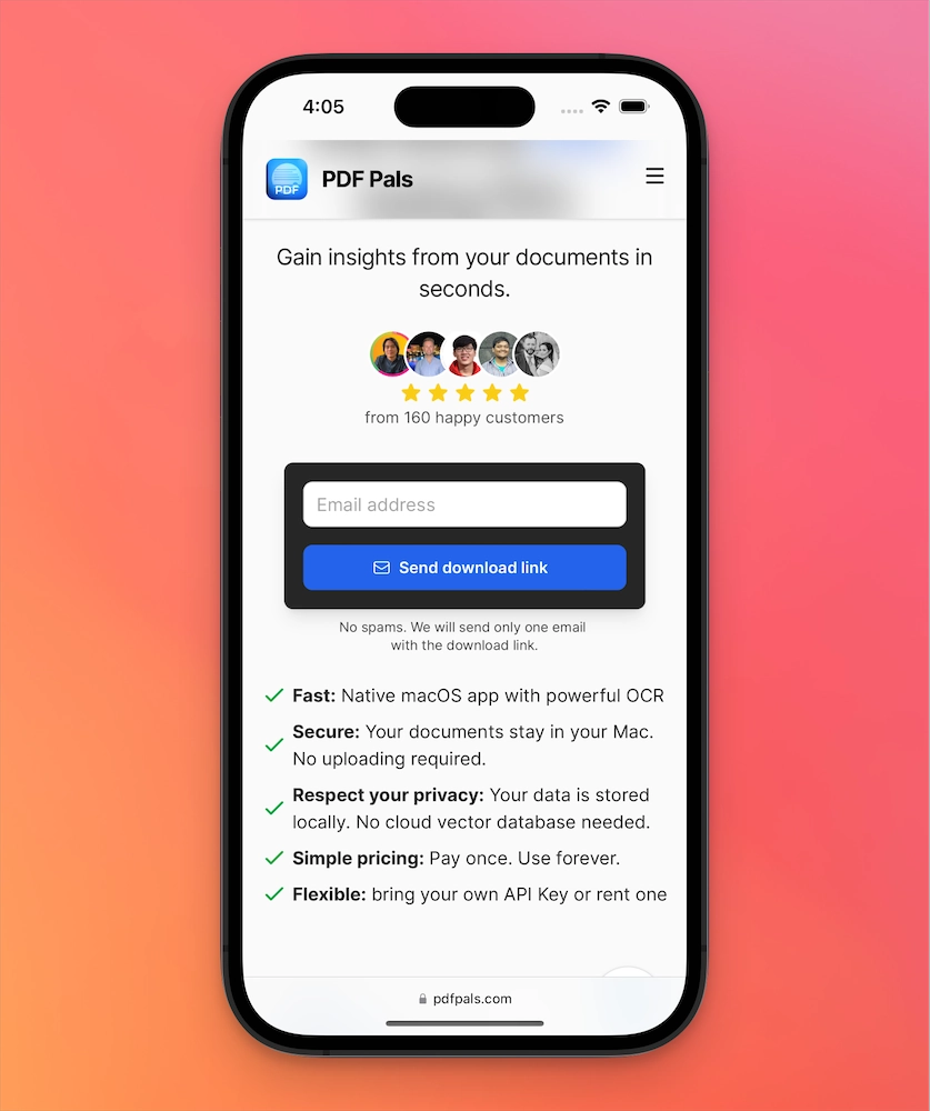 Email Form on Landing Page