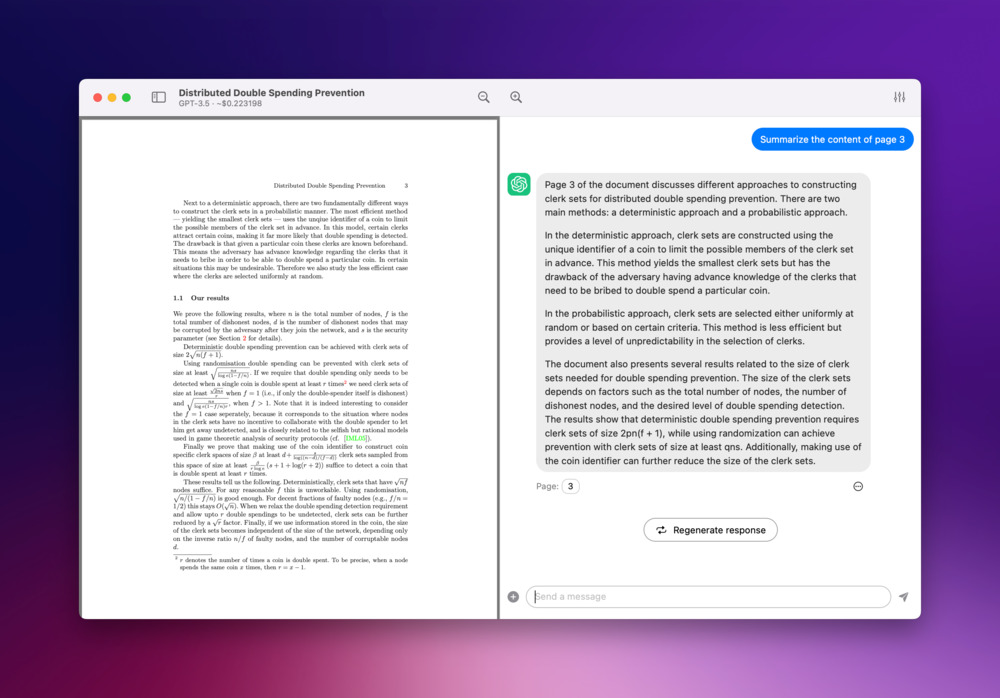 ChatPDF ask about content of a page