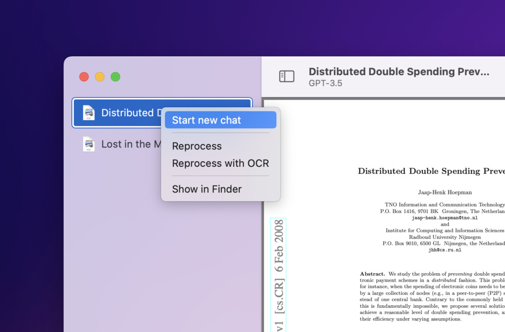 ChatPDF start new chat